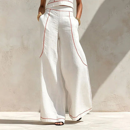 Ensemble deux pièces Inés avec pantalon palazzo et détails contrastés