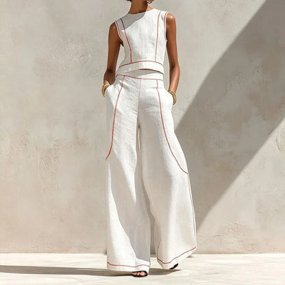 Ensemble deux pièces Inés avec pantalon palazzo et détails contrastés