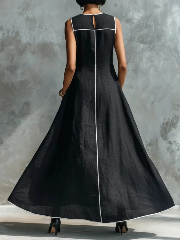 Robe longue Carlota avec bordure contrastante