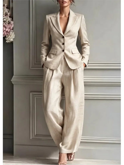 Ensemble tailleur élégant Victoria avec blazer ajusté et pantalon large