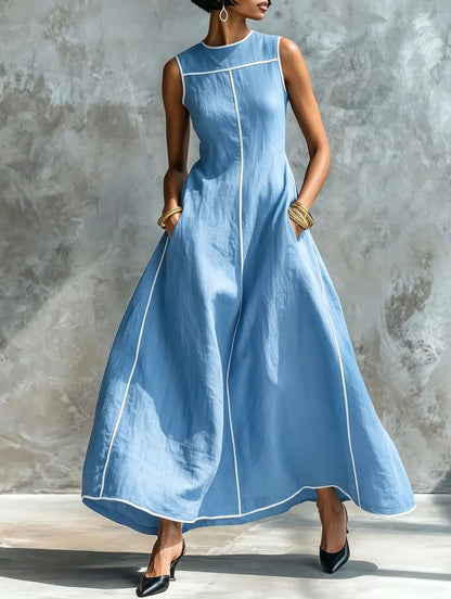 Robe longue Carlota avec bordure contrastante