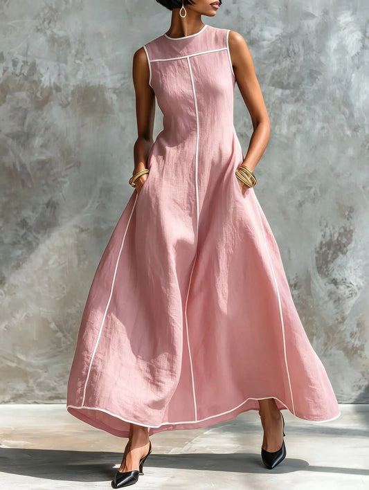 Robe longue Carlota avec bordure contrastante