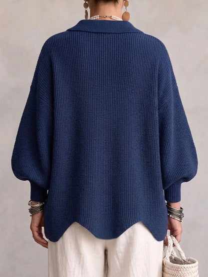 Stefanie | Cardigan oversize à col avec gros boutons métalliques