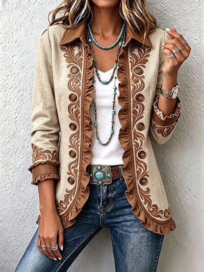 Iolanda | Veste florale brodée avec volant