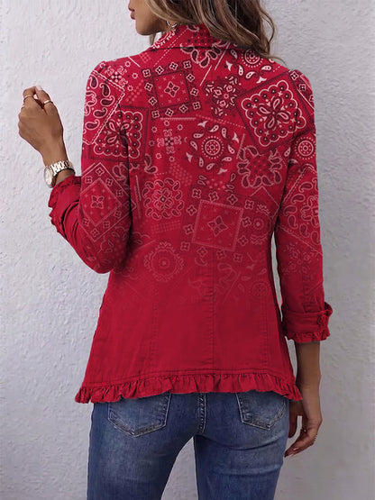 Santina | Veste Fantaisie en Cachemire Dégradé avec Volant