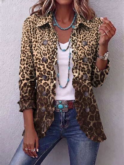 Gina | Veste à motif léopard avec volants