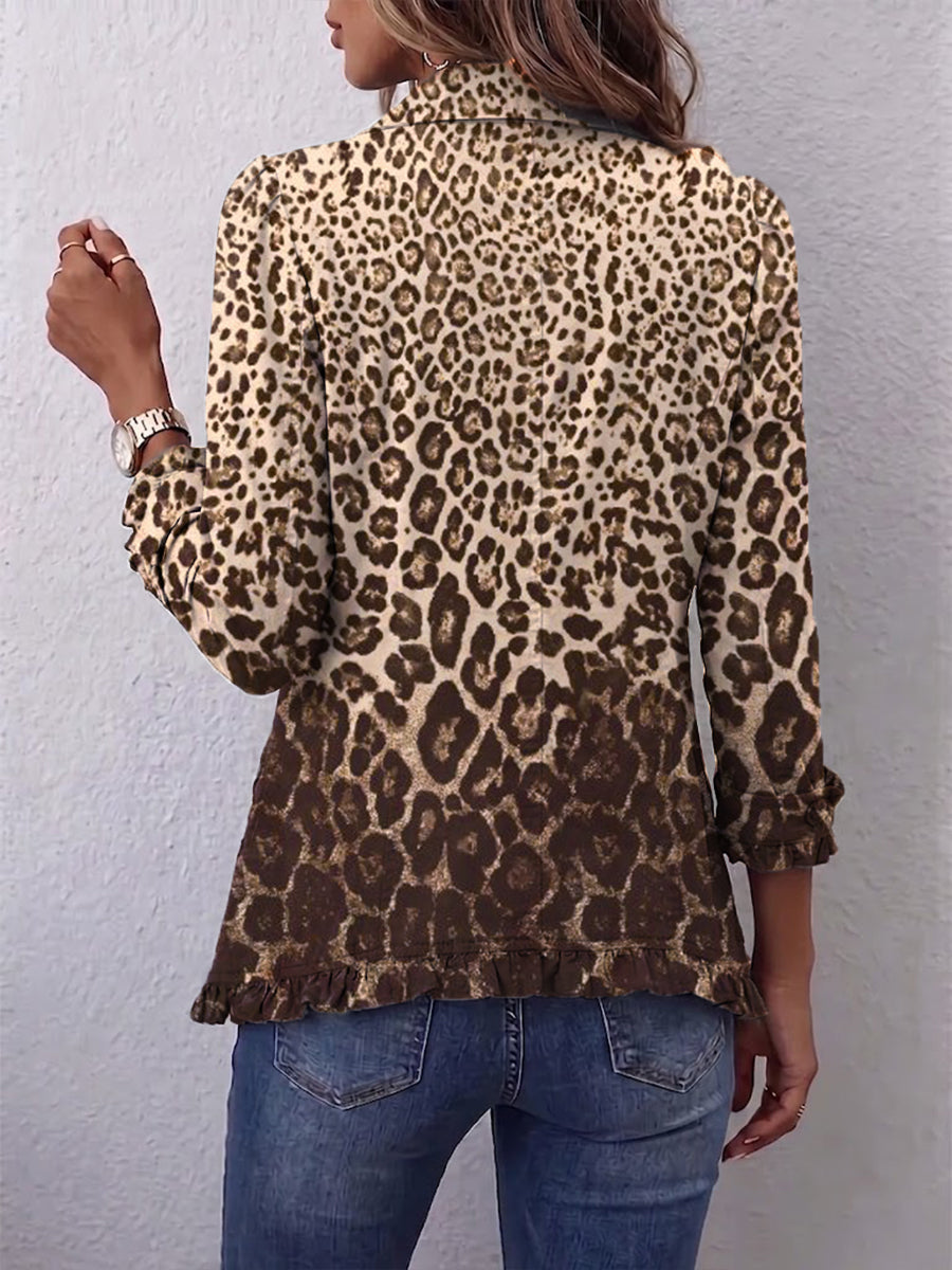 Gina | Veste à motif léopard avec volants