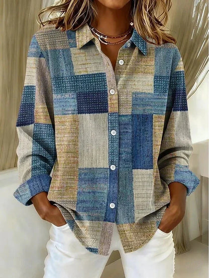 Merritt™ | Blouse vintage en patchwork boutonnée sur le devant