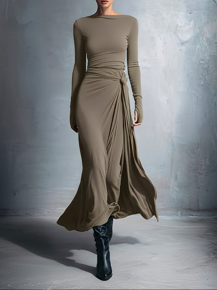 Naomie | Robe longue avec nœud en soie