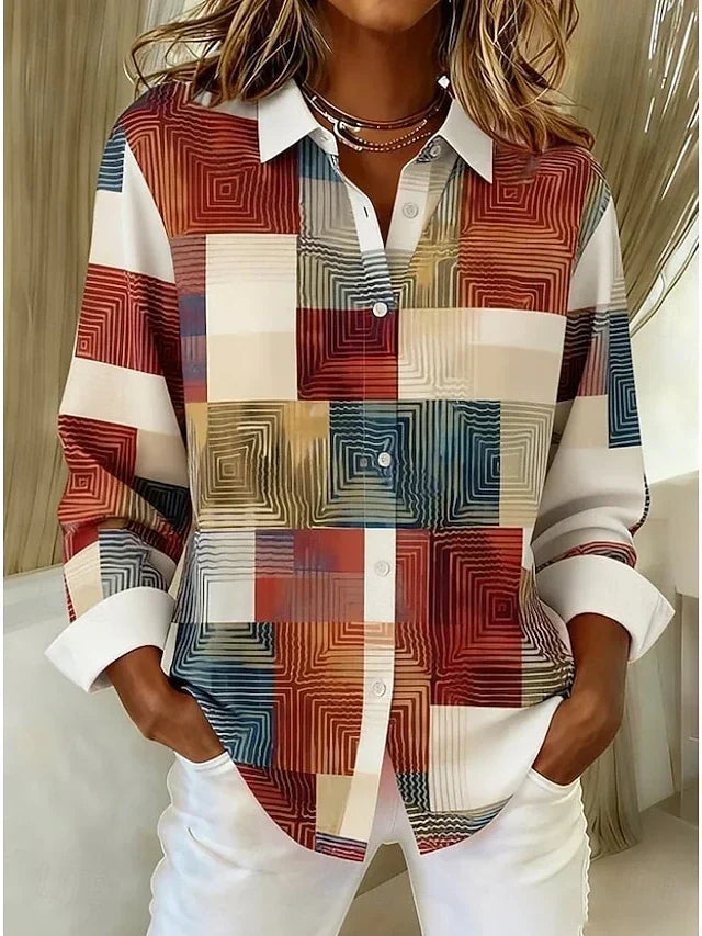 Merritt™ | Blouse vintage en patchwork boutonnée sur le devant