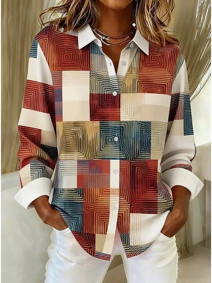 Merritt™ | Blouse vintage en patchwork boutonnée sur le devant